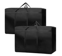 Lot de 2 sacs de rangement extra larges 600D Oxford Heavy Duty avec fermeture éclair 180 l Sacs de rangement pliables avec poignées pour vêtements, couvertures, linge de lit, voyages - 100 × 58 × 28