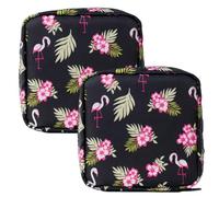 Lot de 2 sacs de rangement flamant rose pour serviettes hygiéniques, sac de rangement mignon de dessin animé, sac de rangement de salle de bain pour filles, sac pratique, accessoires de rangement