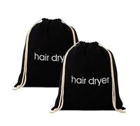 Lot de 2 sacs de rangement pour sèche-cheveux, sac de rangement avec cordon de serrage, sac de voyage en toile brodée, convient pour les voyages, l'hôtel, la salle de bain