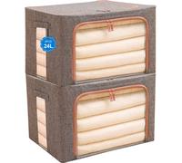 lot de 2 sacs de rangement pour vêtements Grande capacité Organiseur pliable Imperméable à la poussière et à l'humidité Gris 24L