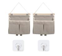 Lot de 2 sacs de rangement suspendus gris et 2 crochets, sacs de rangement suspendus pliables, sacs de rangement muraux, sacs de rangement suspendus pour salle de bain, convient pour la maison, le