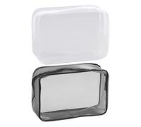 Lot De 2 Sacs De Rangement Transparents, Trousse À Cosmétiques En Pvc Transparent, Trousse À Crayons Transparente, Trousse De Toilette Portable, Sac De Rangement De Voyage Étanche