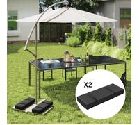 Lot de 2 sacs de sable, sac de poids lestés pour parasol, remplissable de 25 kg, avec poignées, 76 x 30 x 11 cm, noir