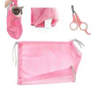 Lot de 2 sacs de salle de bain pour chats et ciseaux pour ongles d'animaux, sac de toilette pour chat, anti-morsure, anti-rayures, sac en maille pour animaux de compagnie, coupe d'ongles