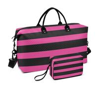 Lot de 2 sacs de sport décoratifs avec sangle réglable Motif lignes de règles noires et roses