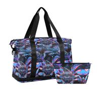 Lot de 2 sacs de sport en forme de fer à cheval et crabe bleu clair en acier fluo avec trousse de toilette pour trekking