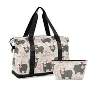 Lot de 2 sacs de voyage coquins en bois de bison gris avec sangle réglable pour la randonnée