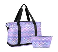 Lot de 2 sacs de voyage en zigzag fluo violet avec trousse de toilette pour trekking