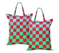 Lot de 2 sacs de voyage imperméables à carreaux de buffle - Rouge et vert - Pour le linge, le yoga, la gym - Avec poignée