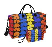 Lot de 2 sacs de voyage matelassés avec compartiments zippés élégants, Fleurs sauvages arc-en-ciel, One Size, Classique