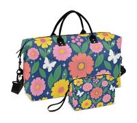 Lot de 2 sacs de voyage matelassés avec compartiments zippés élégants, Motif floral, One Size, Classique