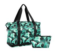 Lot de 2 sacs de voyage pour articles personnels, style gothique, motif lys menthe, camouflage, trousse de toilette pour voyage en avion