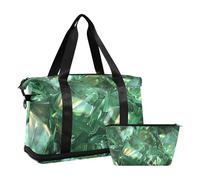 Lot de 2 sacs de voyage verts transparents avec trousse de toilette pour trekking, glaçons verts transparents, taille 1, Glaçons verts transparents, 1 size