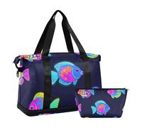 Lot de 2 sacs d'entraînement d'été avec sangle réglable pour la randonnée, couleur poisson tropical, 1 taille, Summer Neon Tropical Fish Color, 1 size