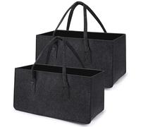 Lot de 2 sacs en feutre pour bois de cheminée - Panier à bois de chauffage extra épais - Rangement pour couverts, jouets, livres, allumettes - 50 x 25 x 25 cm