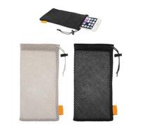 Lot de 2 sacs en filet en nylon, sacs pour téléphone portable, sacs à cordon de serrage, poches en maille respirante, sacs de rangement avec cordon de serrage, adaptés pour téléphones portables