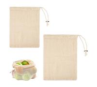 Lot de 2 sacs en maille coton pour fruits haricots réutilisables avec cordon de serrage pour la cuisson des sacs alimentaires