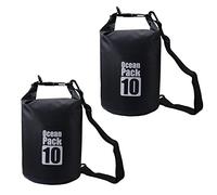 Lot de 2 sacs étanches en PVC de 10 L pour garder les affaires au sec pour kayak, rafting, bateau, natation, camping, randonnée, plage, pêche