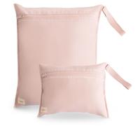 mushie Wet Bag 2-Pack Sac Résistant à l'eau pour Bébé - 2 Tailles, Fermeture Pression pour Poussette, Rangement Vêtements, Couches et Snacks, Polyester, Lavable en Machine (Blush)
