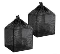 Lot de 2 sacs filtrants noirs avec maille fine de 1,7 mm et cordon de serrage pour bassins à poissons koï, fontaines, cascades et pompe de piscine Protection contre les débris obstrués dans l'eau du