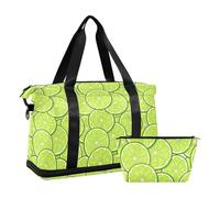 Lot de 2 sacs fourre-tout de voyage en tranches de citron vert avec sangle réglable pour le yoga