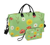 Lot de 2 sacs fourre-tout de voyage matelassés avec compartiments zippés, Prairie printanière, One Size, Classique