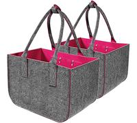 Lot de 2 sacs fourre-tout en feutre pour courses,Pliable,Grand sac de transport,Anse stable avec fermeture,Panier à provisions avec poche intérieure en feutre,Pour le shopping,Bois de cheminée