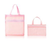 Lot De 2 Sacs Fourre-Tout en Maille, Grand Sac De Rangement, Sac De Plage Portable, Trousse De Toilette, Sac De Rangement Multi-Compartiments