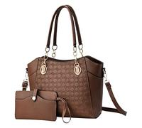 Lot de 2 sacs fourre-tout pour femme en cuir synthétique tendance de grande capacité avec bandoulière réglable pour voyage et usage quotidien, KH1., Taille unique