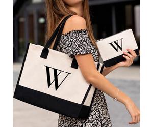 Lot de 2 sacs fourre-tout réutilisables en toile avec lettres | Lettre personnalisée réutilisable et respectueuse de l'environnement, facile à assortir avec les tenues quotidiennes