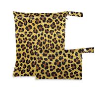 Lot de 2 sacs imperméables à paillettes pour bébé avec poignées pour piscine Motif léopard Doré