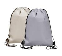 Lot de 2 Sacs isothermes avec Cordon de Serrage, Pliables et réutilisables, pour Le Travail, l'école, Les Voyages (Beige, Gris)