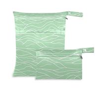 Lot de 2 sacs minimalistes Green Water Wave prop1 pour maillot de bain, essentiels de voyage pour le vol avec poignées pour le yoga