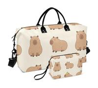Lot de 2 sacs polochons matelassés avec poche en maille filet élégante, Choux de Capybaras, One Size, Classique