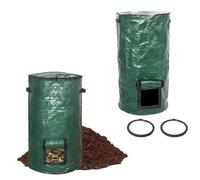 Lot de 2 sacs poubelle à compost de 100 litres pour jardin et cour Vert