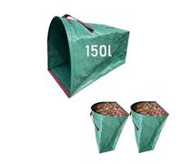 Lot de 2 sacs poubelle de jardin de 150 l - Grand sac de jardin réutilisable avec anses - Pour feuilles et déchets verts - Outils de jardin pliables avec poignées (2 x 150 l)