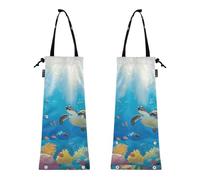 Lot de 2 sacs poubelle de voiture à suspendre pour voiture, sac poubelle pour camion, tortue de mer, art sous-marin
