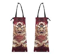 Lot de 2 sacs poubelle de voiture pour camion - Motif lion rouge - Danse traditionnelle