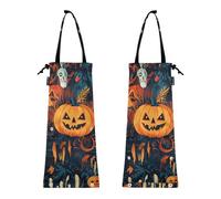 Lot de 2 sacs poubelle de voiture pour voiture effrayant Halloween citrouille cauchemar