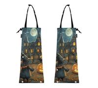 Lot de 2 sacs poubelle de voiture réutilisables pour voiture, guide de fête d'Halloween