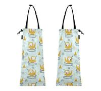 Lot de 2 sacs poubelle dessinés à la main pour excavatrice - Lavables - Pour camion - Pour poubelle de voiture, Chariot pelleteuse dessiné à la main bleu, Taille unique