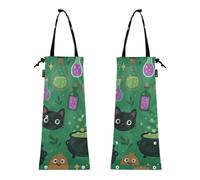Lot de 2 sacs poubelle pliables pour voiture et camion - Motif Halloween - Thème infusion de sorcière