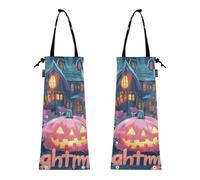 Lot de 2 sacs poubelle pour voiture, camion, poubelle pour voiture, Halloween, citrouille, cauchemar