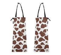 Lot de 2 sacs poubelle pour voiture - Sac poubelle pour camion - Motif vache marron