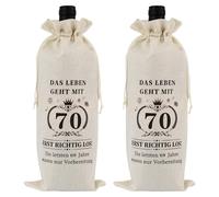 Lot de 2 sacs pour bouteille de vin en toile de jute - Cadeaux d'anniversaire (70-beige)