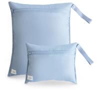 mushie Wet Bag 2-Pack Sac Résistant à l'eau pour Bébé - 2 Tailles, Fermeture Pression pour Poussette, Rangement Vêtements, Couches et Snacks, Polyester, Lavable en Machine (Tradewinds)