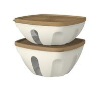 Lot de 2 saladiers avec couvercle pour micro-ondes et congélateur, avec fenêtre, sans BPA, passent au micro-ondes, passent au lave-vaisselle, récipients de rangement hermétiques pour aliments