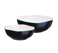 Björn, Collection Iris, Lot de 2 Saladiers de 24cm et 28,5cm en Grès avec Email Réactif, Plats Blanc Ivoire - Compatible Micro-ondes et Lave-vaisselle