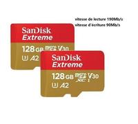 Lot de 2 SANDISK Extreme Microsdhc SDXC 128Gb - Carte Micro SD 190/90Mb/S A2 U3 V30
