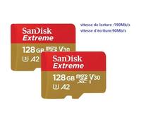 Lot de 2 SANDISK Extreme Microsdhc SDXC 128Gb - Carte Micro SD 190/90Mb/S A2 U3 V30 nouvelle arrivée 2022